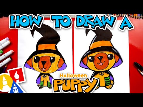 How To Draw A Halloween Puppy Witch